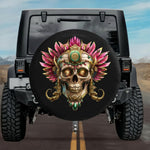 Tactical Aztec Fertility Skull Xochiquetzal Spare Tire Cover
