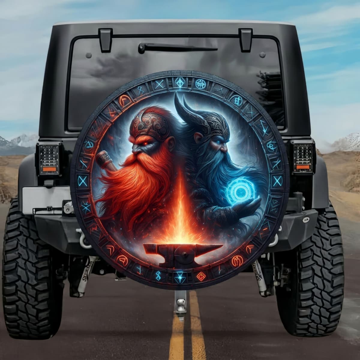 Tactical Brokkr and Sindri Norse Dwarves Spare Tire Cover