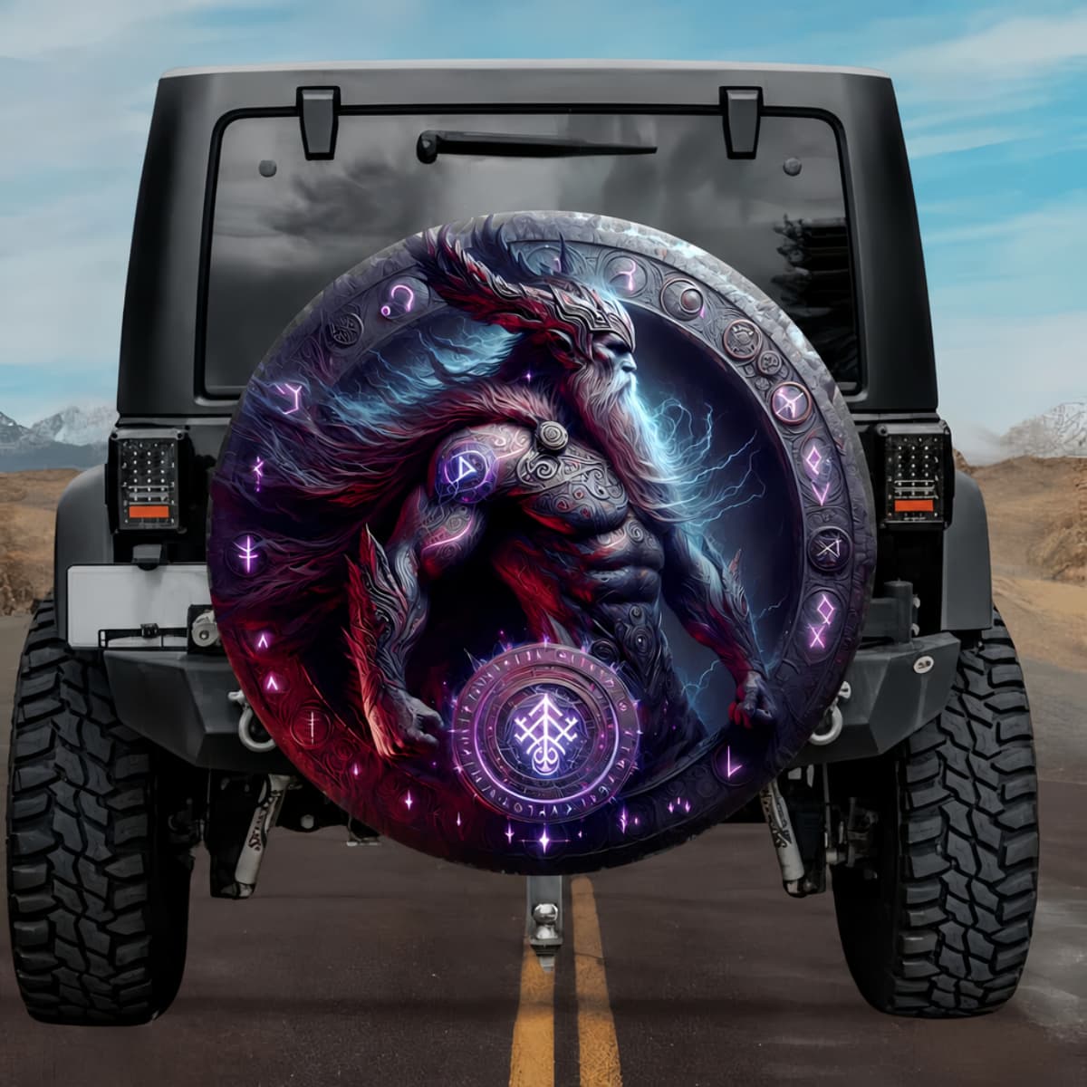Tactical Dainn Norse Dwarf King Runic Shield Spare Tire Cover