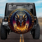 Bright Gold & Deep Navy Fafnir Symmetrical Abstract Tire Cover
