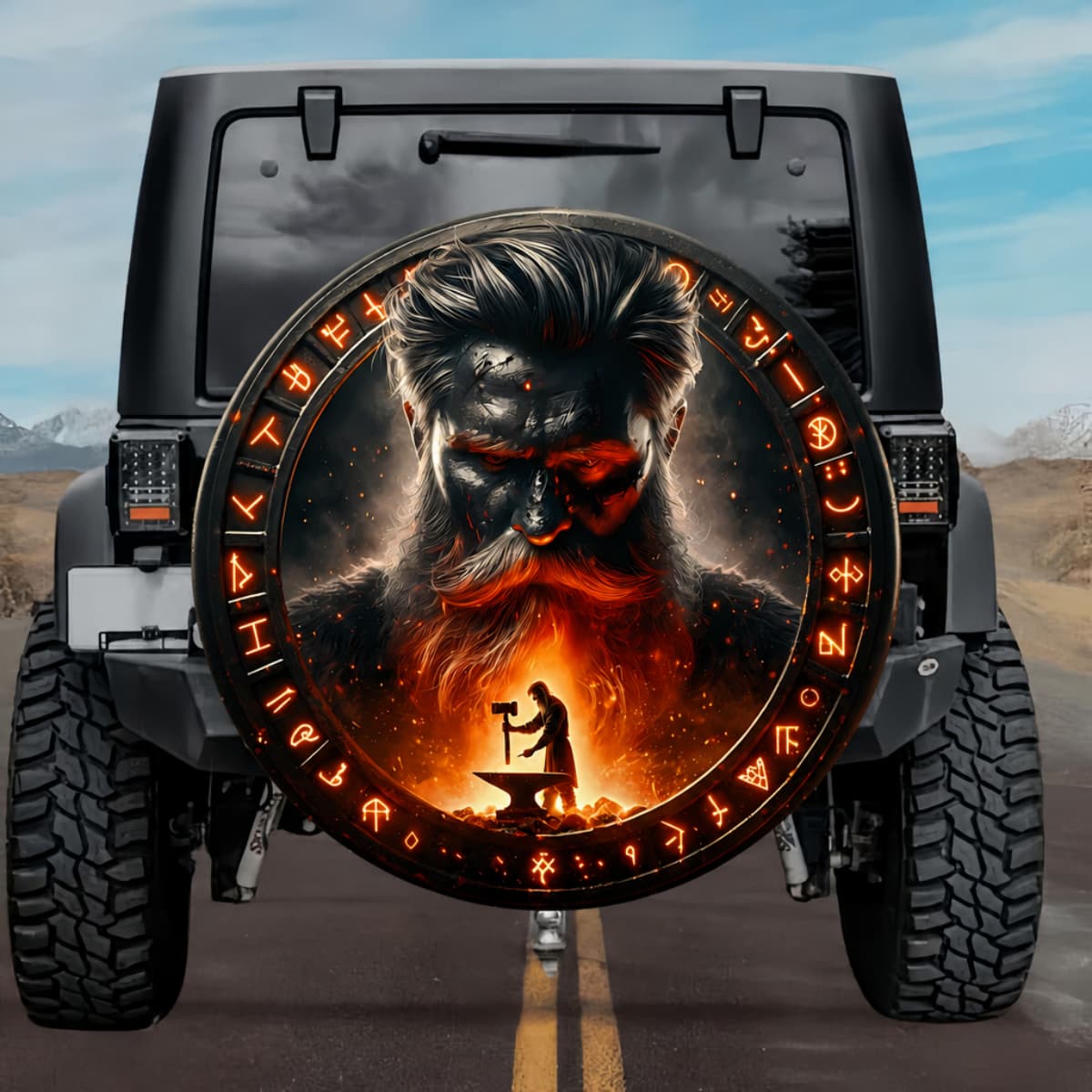 Tactical Grerr Norse Dwarf Blacksmith Forge Spare Tire Cover