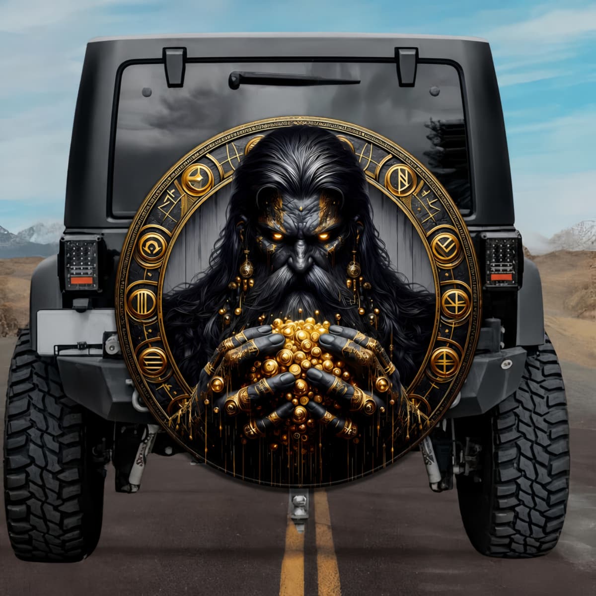 Tactical Nibelungs Norse Dwarf Cursed Gold Hoard Spare Tire Cover