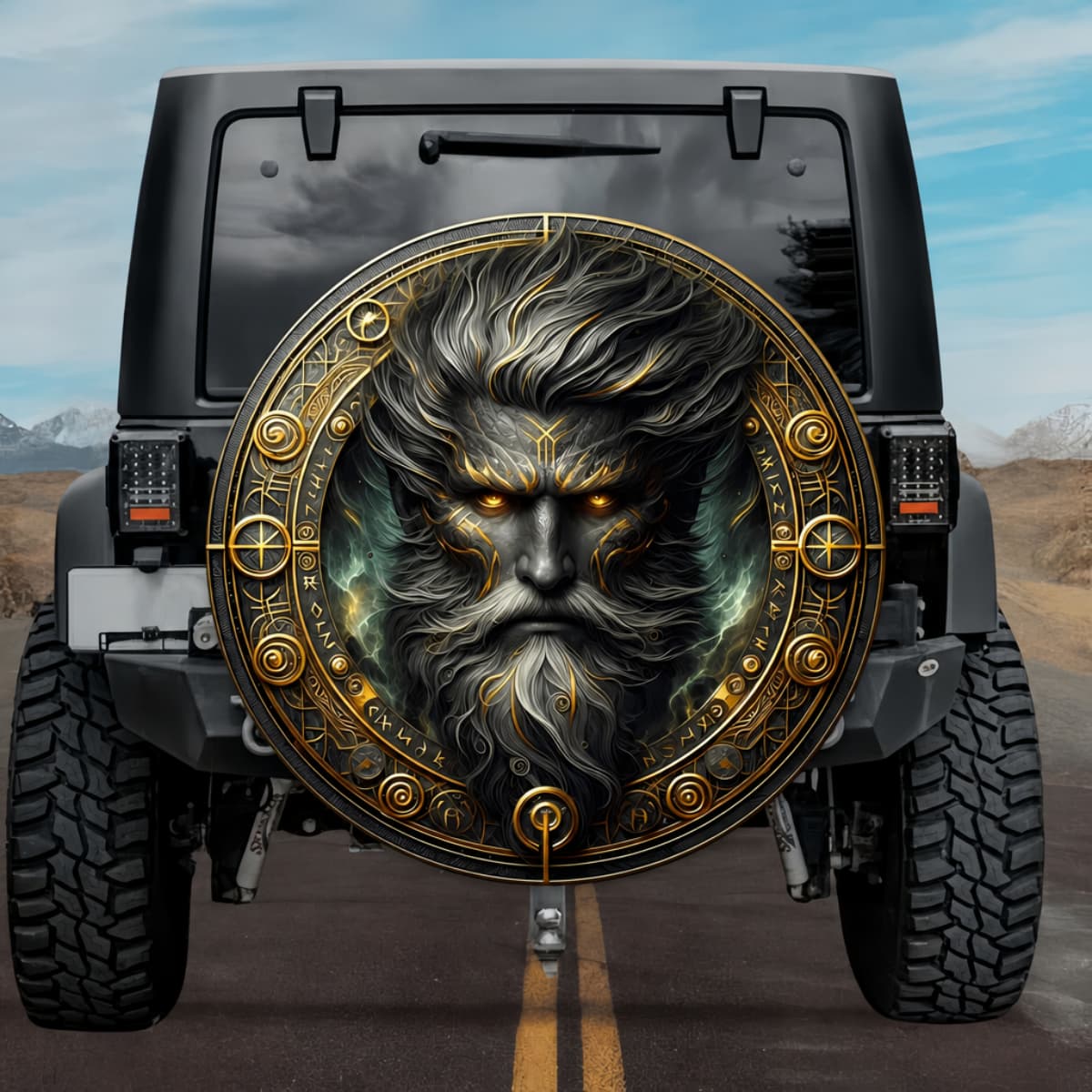 Tactical Norse Mythology Ask First Man Ash Tree Spare Tire Cover