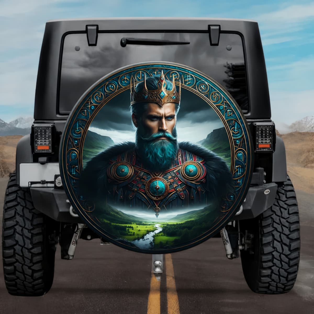 Tactical Norse Mythology Harald Fairhair King Spare Tire Cover