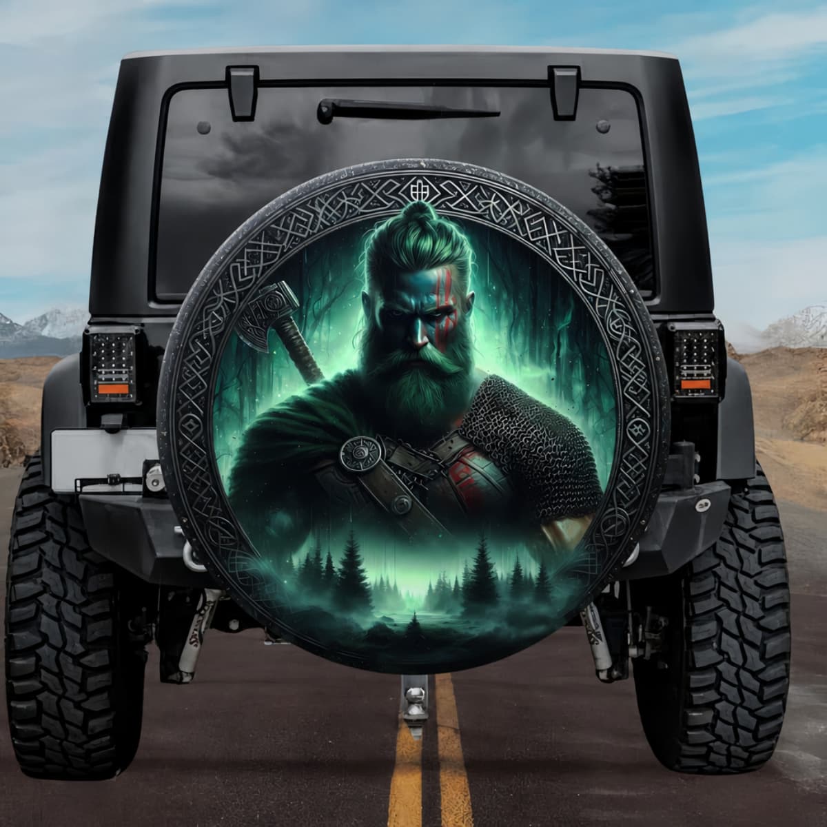 Tactical Norse Mythology Hrolfr Kraki Viking King Battle Axe Spare Tire Cover