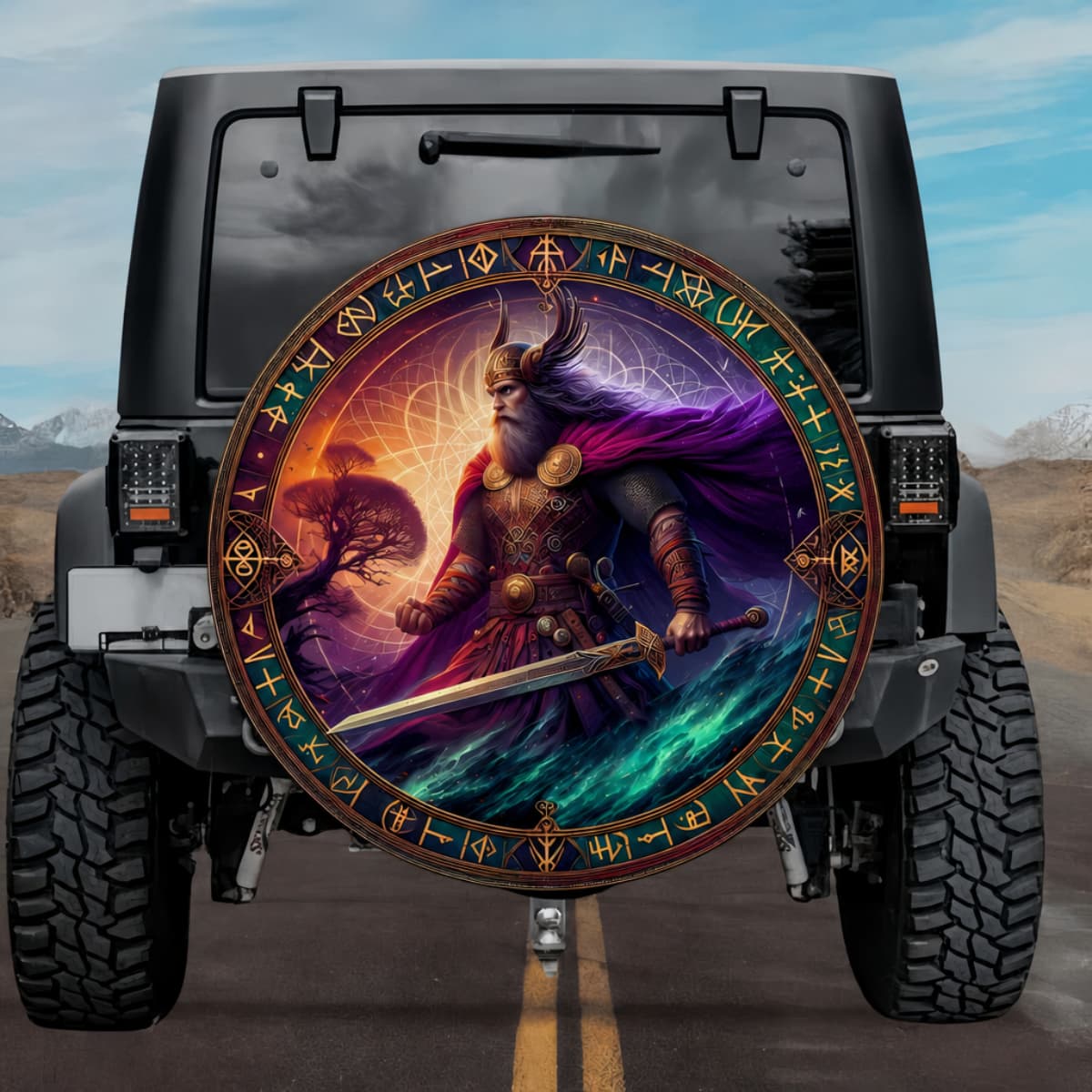 Tactical Norse Mythology Sigmund Barnstokk Sword Spare Tire Cover