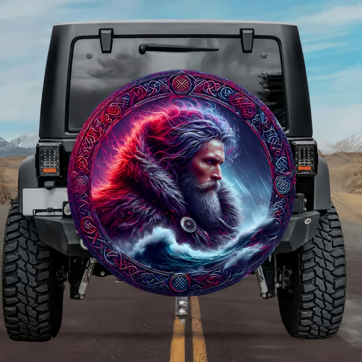 Tactical Norse Mythology Svipdagr Cursed Hero Spare Tire Cover