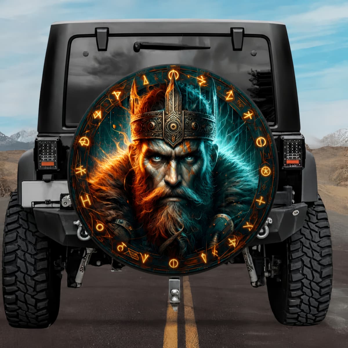 Tactical Norse Mythology Vikar King Fire & Ice Spare Tire Cover