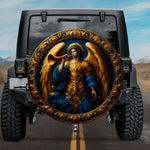 Tactical Celestial Gabriel Archangel Golden Horn Blue Wings Spare Tire Cover