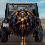 Tactical Celestial Halaliel Archangel Glowing Sun Core Purple Wings Spare Tire Cover