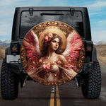 Tactical Celestial Haniel Archangel Pink Wings Rose Spare Tire Cover