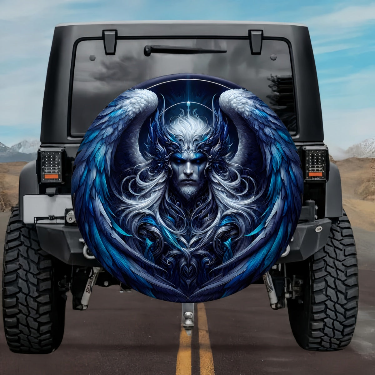 Tactical Celestial Iaoth Archangel Glacial Blue Wings Spare Tire Cover