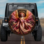Tactical Celestial Iofiel Archangel Sunset Pink Wings Spare Tire Cover