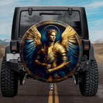 Tactical Celestial Jeremiel Archangel Gold Blue Wings Spare Tire Cover