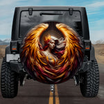 Tactical Celestial Jophiel Archangel Flaming Gold Wings Spare Tire Cover