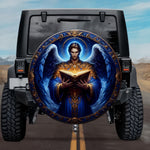 Tactical Celestial Pravuil Archangel Glowing Book Blue Wings Spare Tire Cover