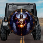 Tactical Celestial Simiel Archangel Glowing Lantern Purple Wings Spare Tire Cover