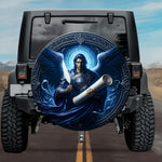 Tactical Celestial Vretiel Archangel Glowing Quill Blue Wings Spare Tire Cover
