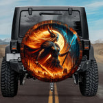 Gothic Valkyrie Geiravor Flame Sword Cyan Spear Spare Tire Cover