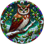 Stained Glass Winter Owl Spare Tire Cover - Jeep, Bronco, RV, Camper & More