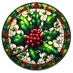 Stained Glass Holly Berries Spare Tire Cover - Jeep, Bronco, RV, Camper & More