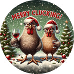 Holiday Country Farmhouse Vintage Green Wine Toasting Chicken Spare Tire Cover - Jeep, Bronco, RV, Camper & More