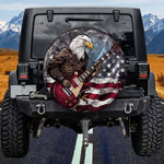 American Flag Bald Eagle Rock Guitarist Spare Tire Cover