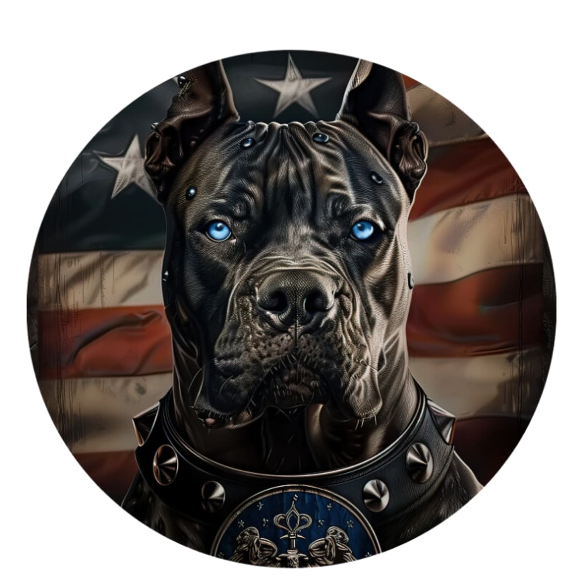 Blue-Eyed Cane Corso American Flag Spare Tire Cover