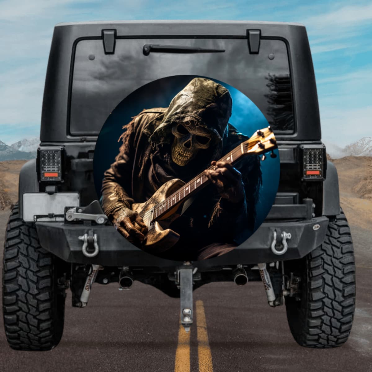 Hooded Guitar Reaper Spare Tire Cover