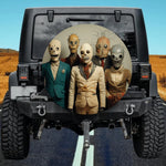 Surreal Masked Figures Spare Tire Cover - Horror Suit Art