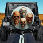 Realistic Scary Mutated Skull Spare Tire Cover - Horror Lab Art