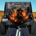 Beautiful Witch Spare Tire Cover - Gothic Fire & Skulls Art