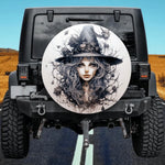 White Witch Spare Tire Cover - Gothic Ink Art & Skulls
