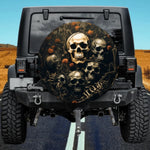 Realistic Skeleton and Flower Spare Tire Cover - Dark Art