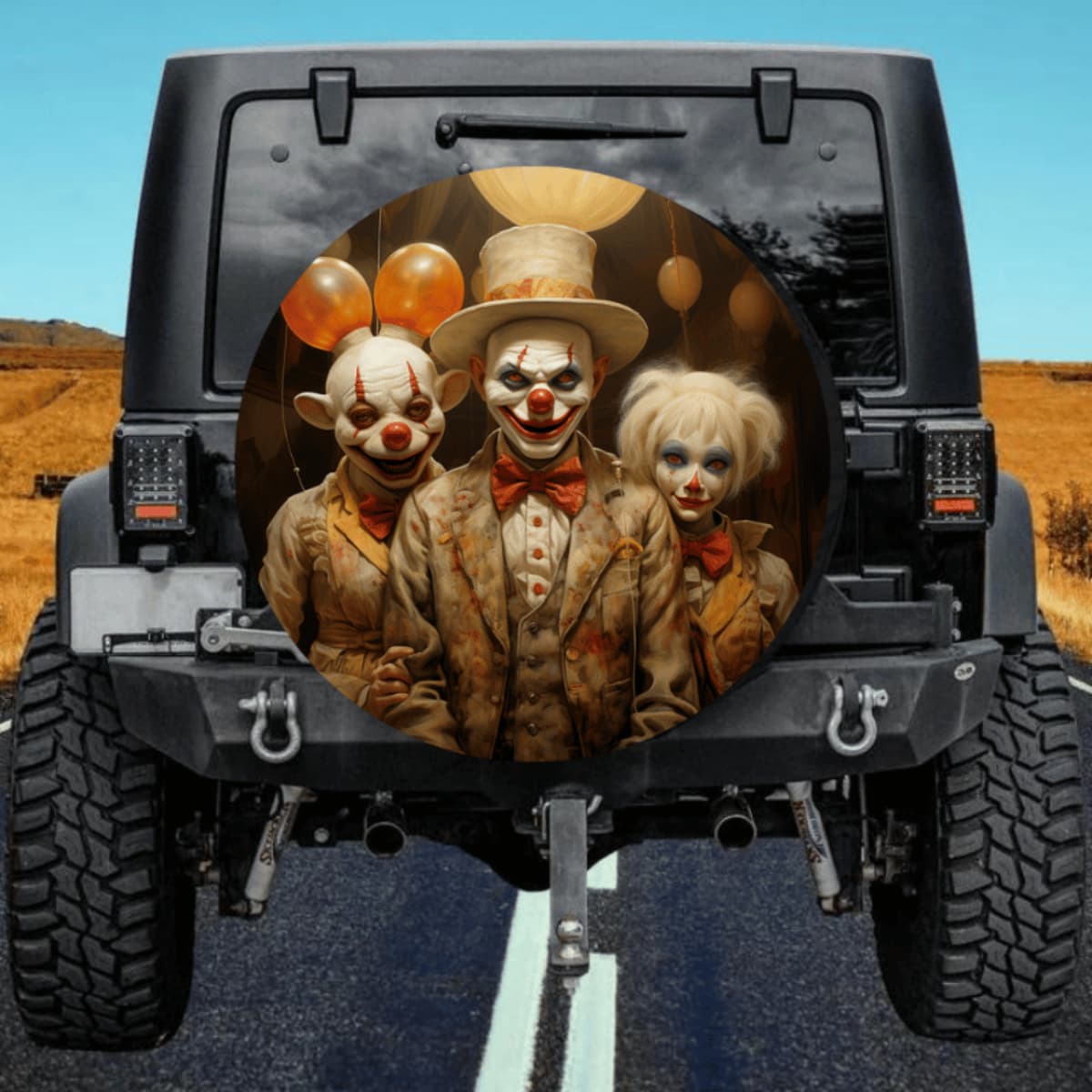 The "Family Reunion" Vintage Scary Clown Spare Tire Cover