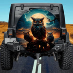 Realistic Owls Spare Tire Cover - Full Moon Night Sky Art