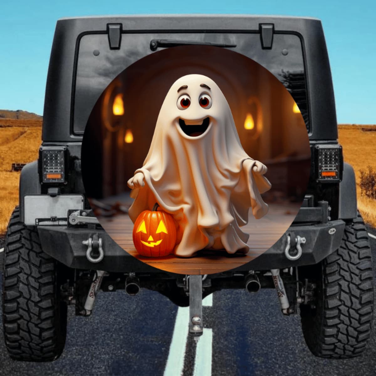Cute Cartoon Ghost Spare Tire Cover