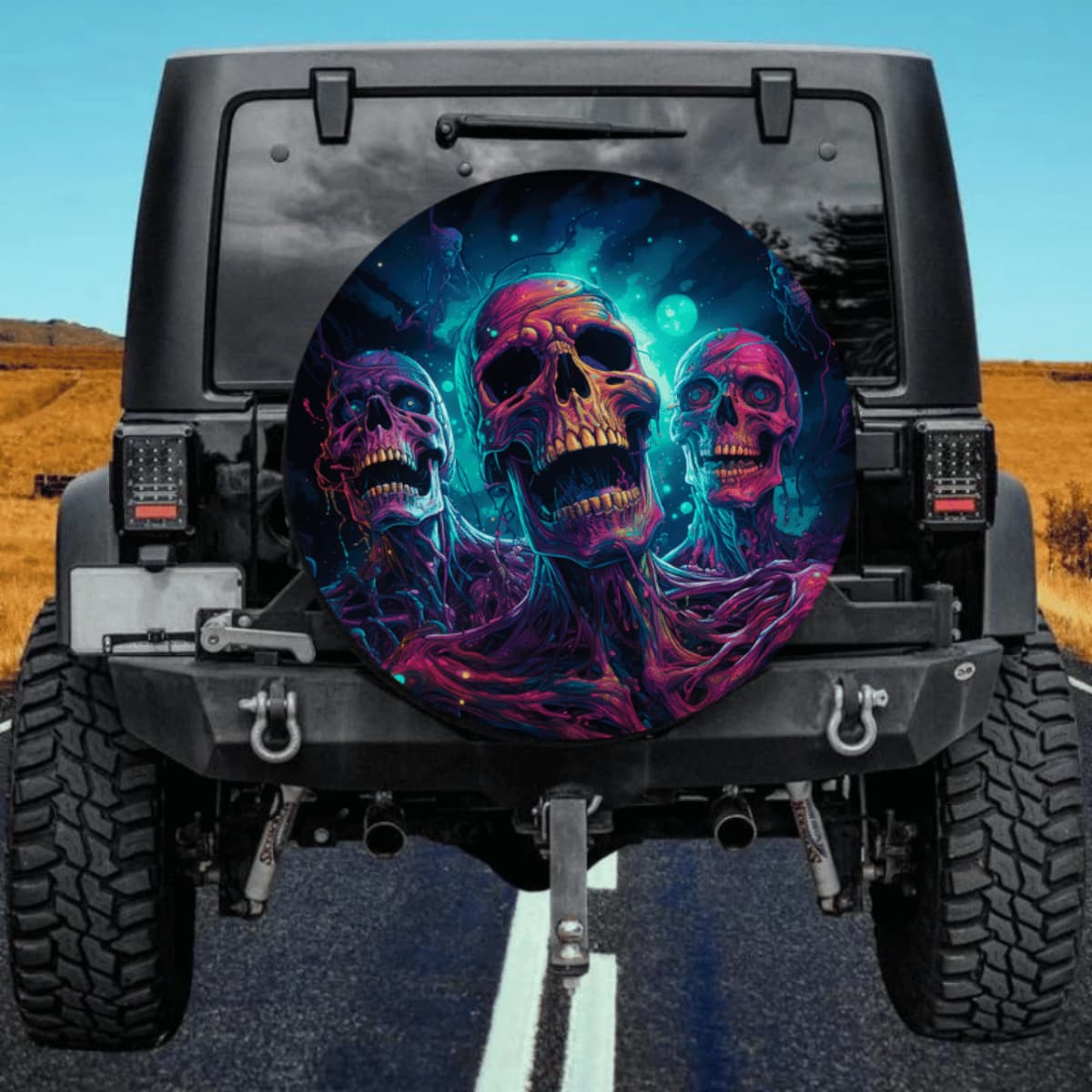Zombie Rated Cosmos: Screaming Skull Spare Tire Cover