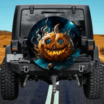 Space Theme Pumpkin Spare Tire Cover - Gothic Halloween Art