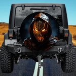 Scary Hooded Figure Spare Tire Cover - Glowing Orange Mask Art
