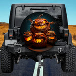 Scary Monster Pumpkin Spare Tire Cover - Evil Jack-O'-Lantern Art