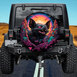 Neon Bat Spare Tire Cover - Colorful Galaxy Horror Art