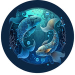 Pisces Guardians: Art Nouveau Celestial Zodiac Spare Tire Cover