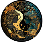 Gemini Twins: Art Nouveau Celestial Zodiac Spare Tire Cover