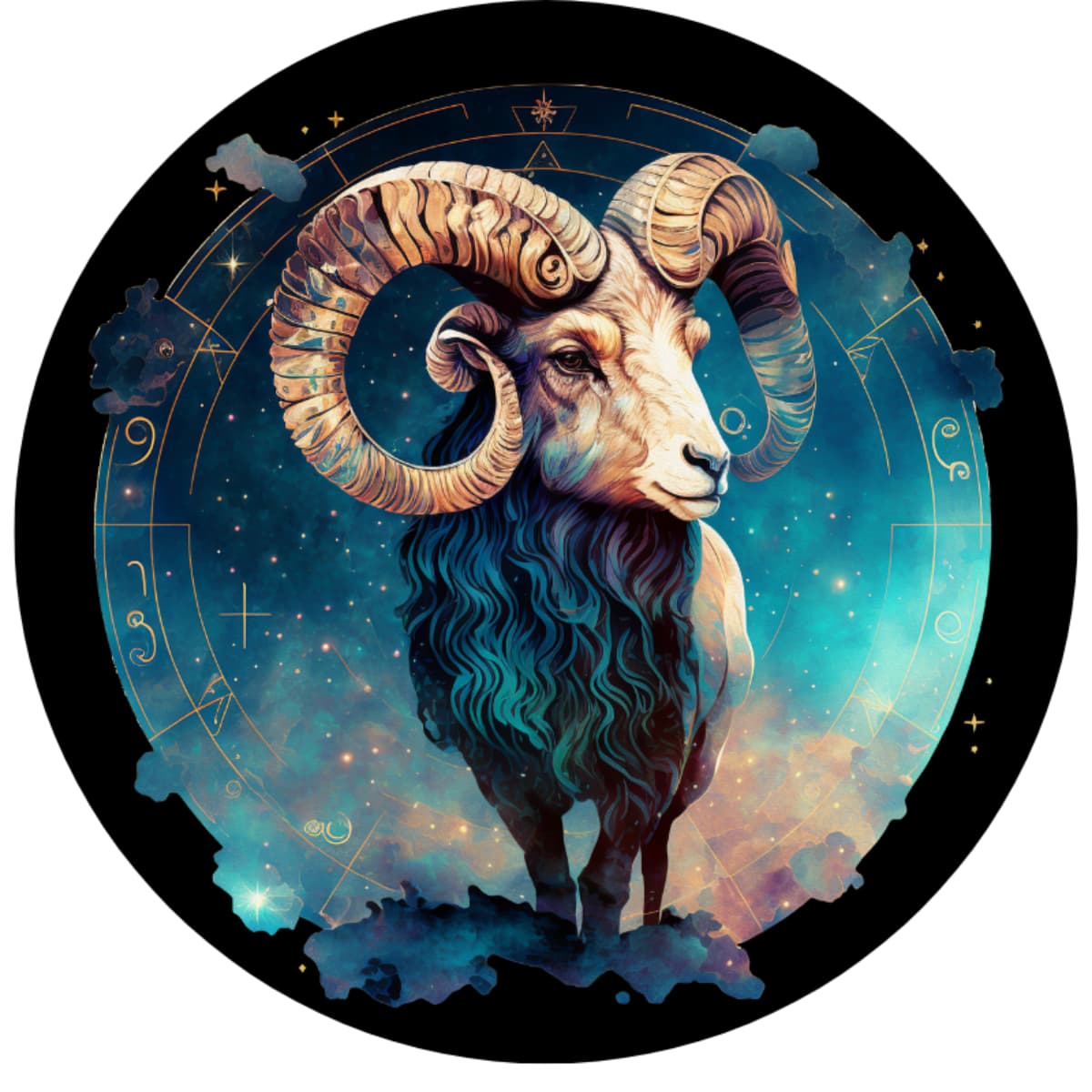 Aries Warrior: Art Nouveau Celestial Zodiac Spare Tire Cover