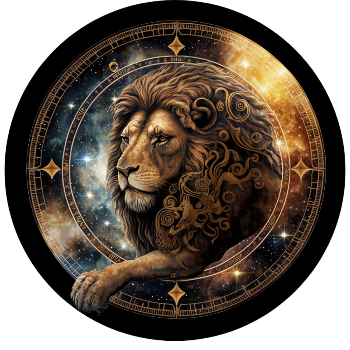 Leo King: Art Nouveau Celestial Zodiac Spare Tire Cover
