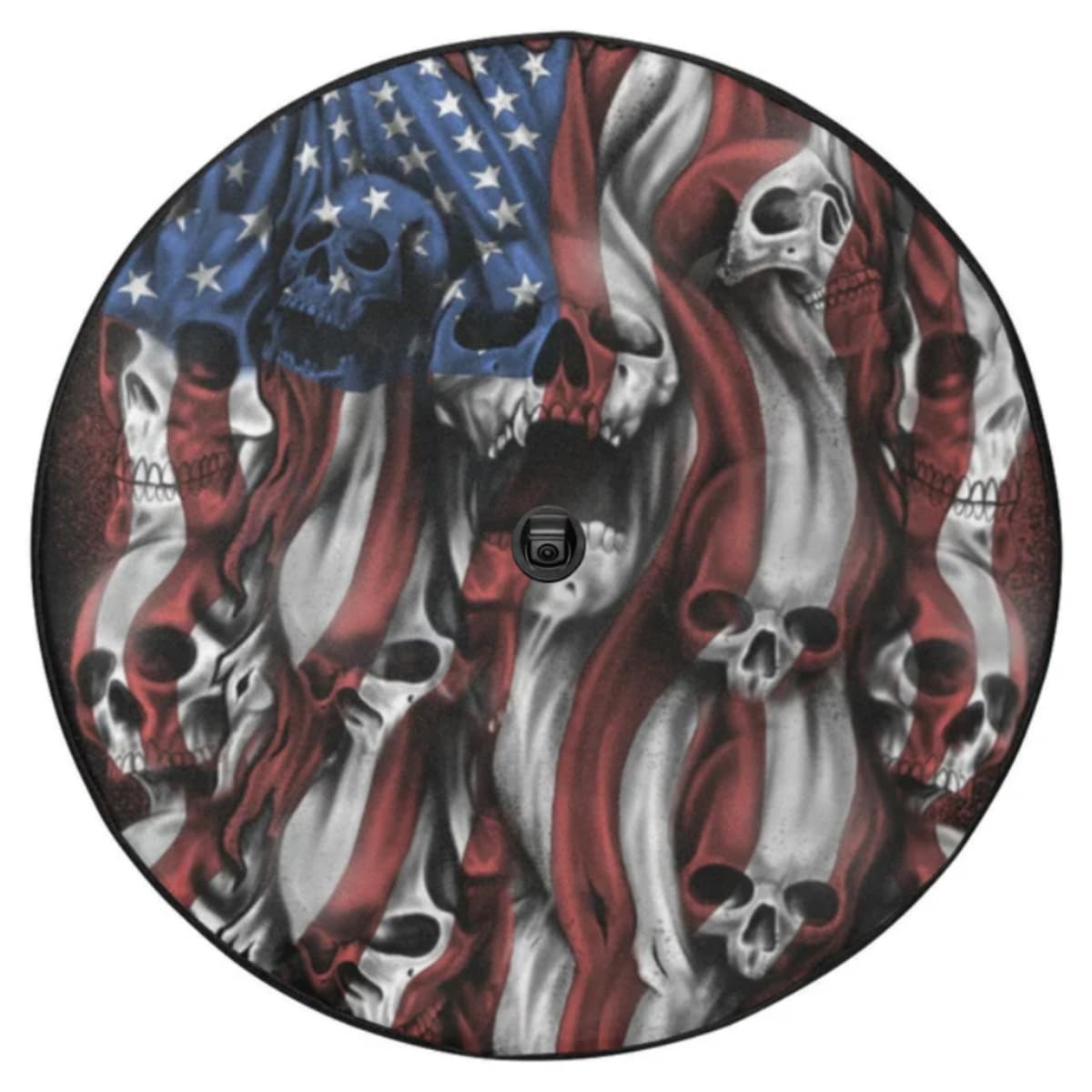 American Flag Skull Pile Spare Tire Cover