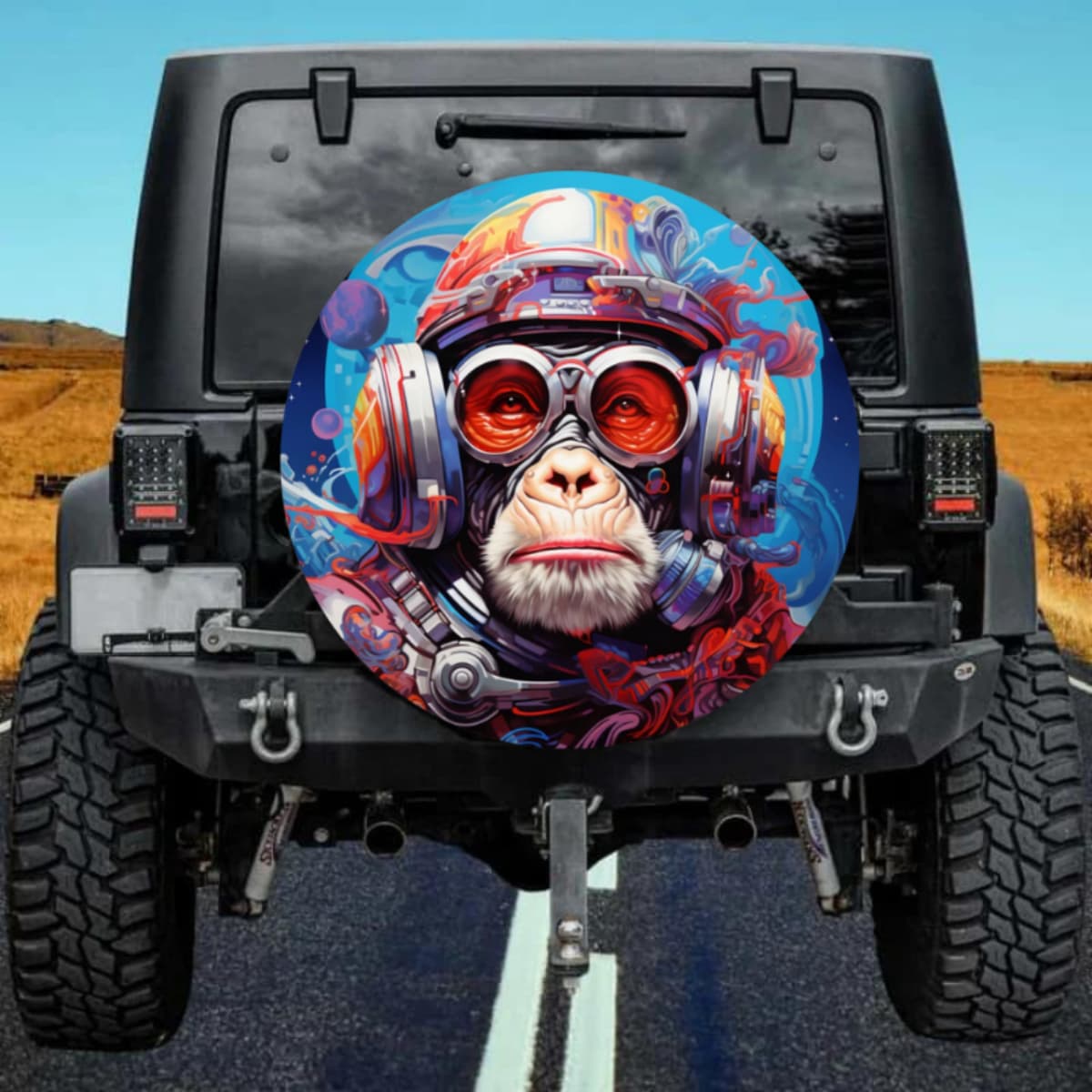 Astronaut Chimpanzee Sci-Fi Space Spare Tire Cover