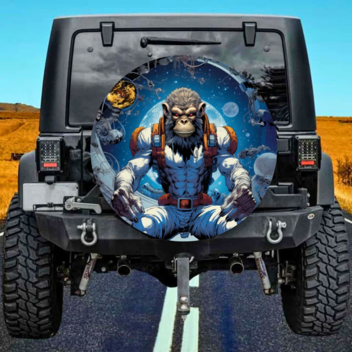 Galactic Gorilla Warrior Spare Tire Cover
