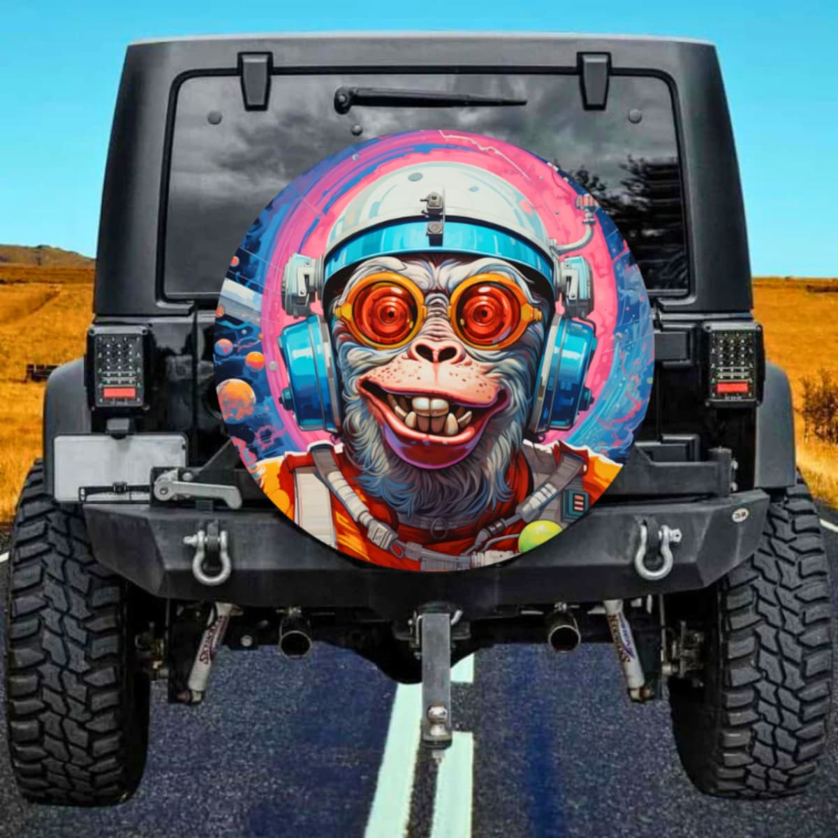 Funny Astronaut Chimp Spare Tire Cover